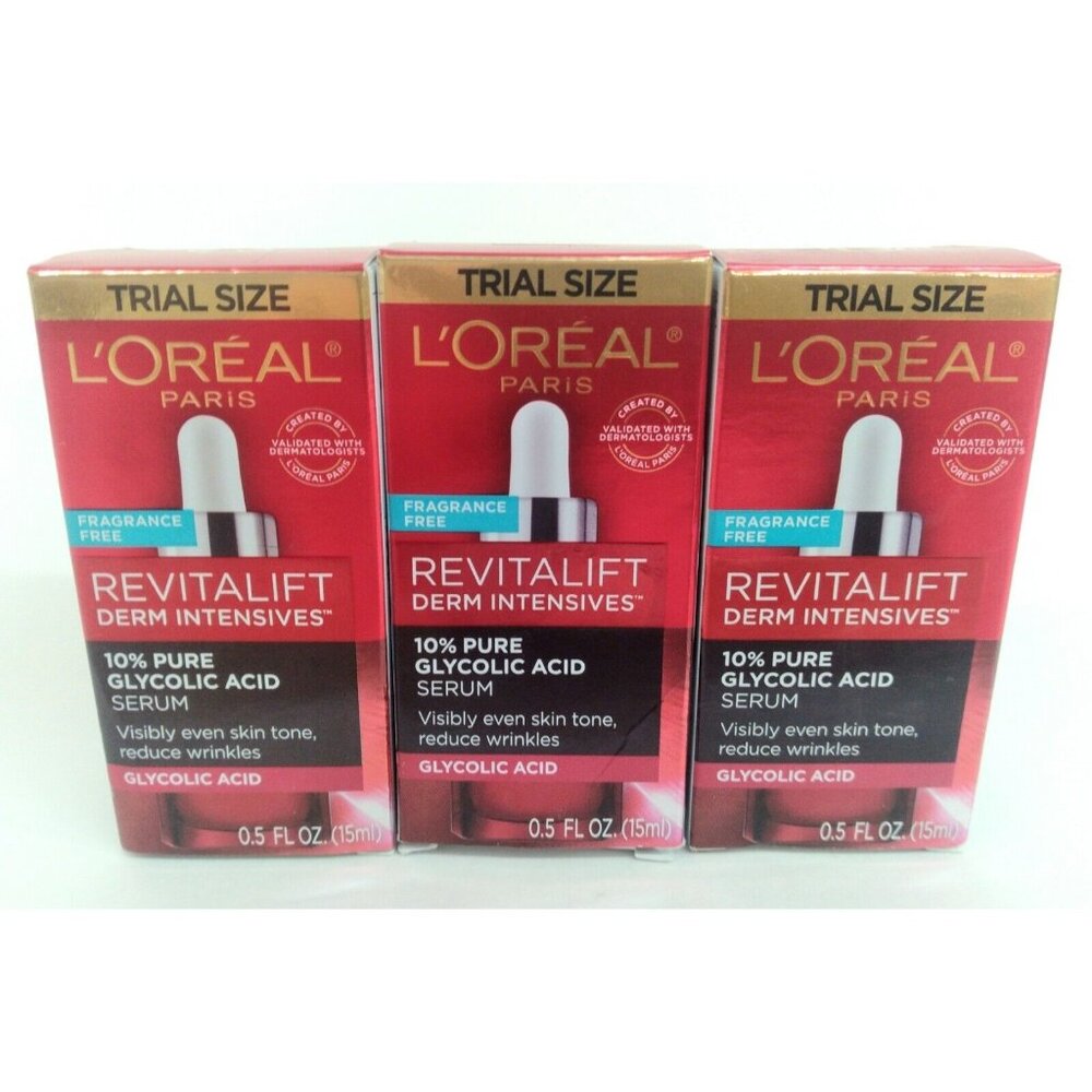 Revitalift Derm Intensives Glycolic Acid Serum 0.5 fl oz L'Oreal Paris 3pk NIP